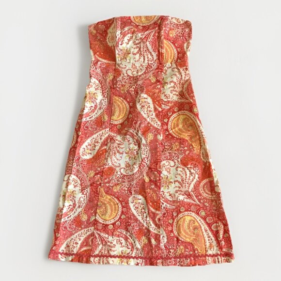 Moda International Size 2 Retro Paisley Print Strapless Tie Back - Picture 9 of 10